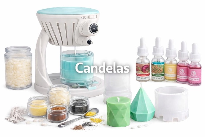 Materiales para hacer candelas y velas como parafina, moldes, esencias y colorantes