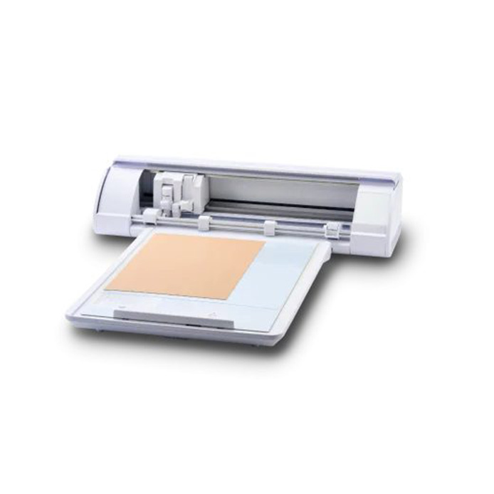 Plotter de corte Silhouette Cameo blanco en vista diagonal trabajando en Costa Rica