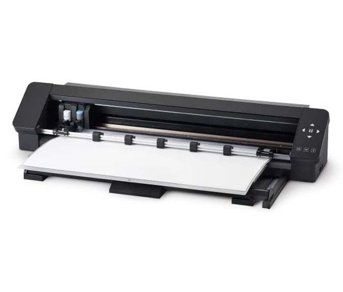 Silhouette Cameo Pro Maker II abierta vista diagonal mostrando sistema de corte profesional en Costa Rica