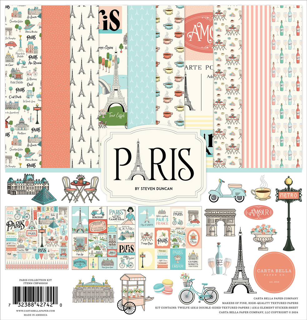 Paris - Echo Park - Papeles Premium de Colección 12x12in