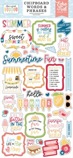 [HAGS424022] Have A Great Summer - Echo Park -Chipboard Word & Phrases