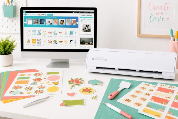 Silhouette Cameo recortando stickers con la función Print & Cut