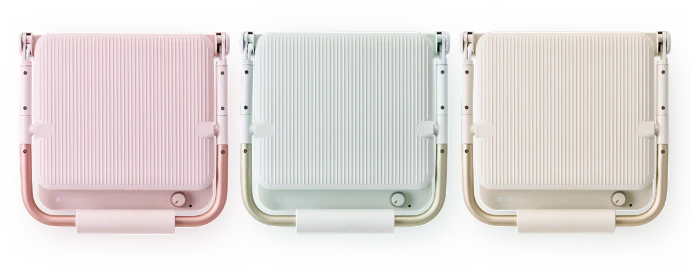 Tres colores disponibles de la plancha térmica Silhouette Cloché: rosa, verde hielo y blanco.