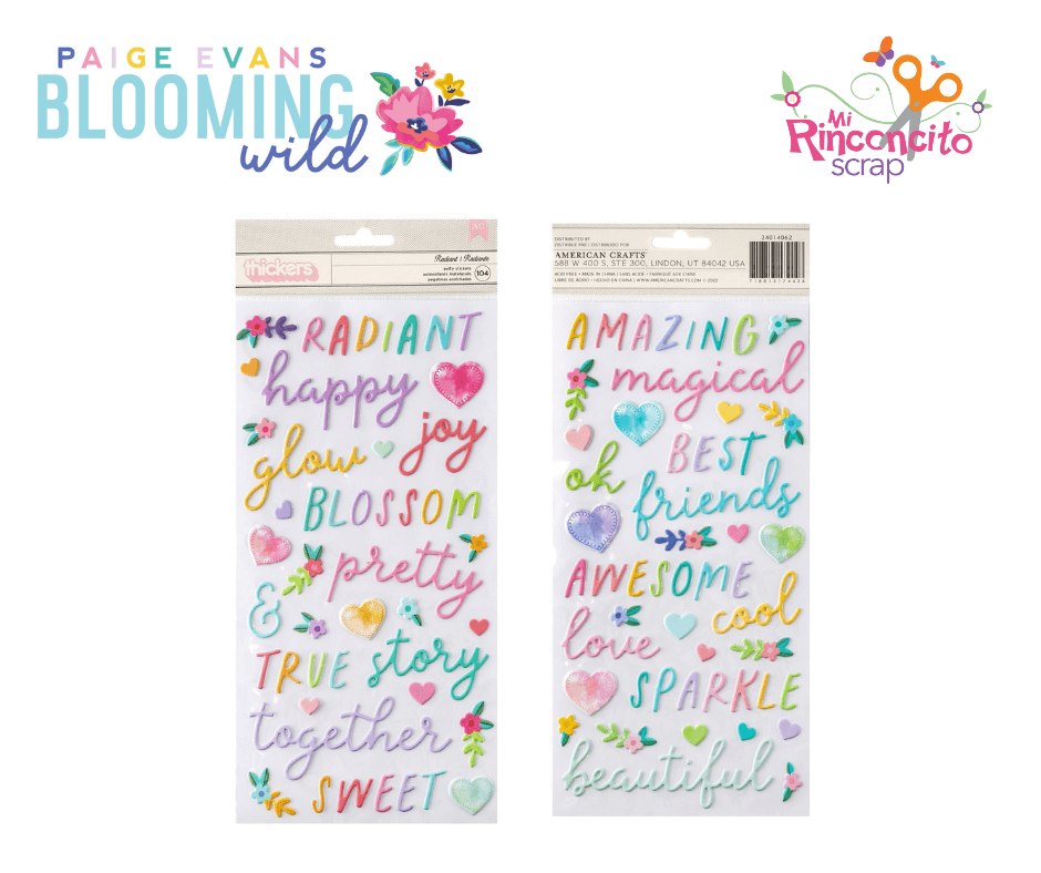 Paige Evans - Blooming Wild - Stickers con relieve frases