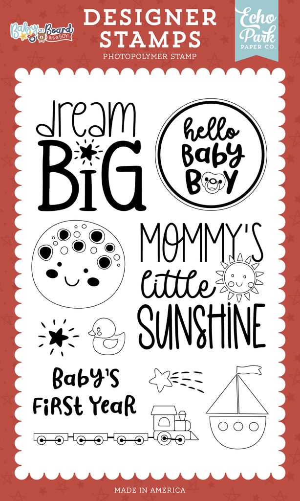 Baby On Board Boy - Echo Park - Baby's First Year Stamp Set