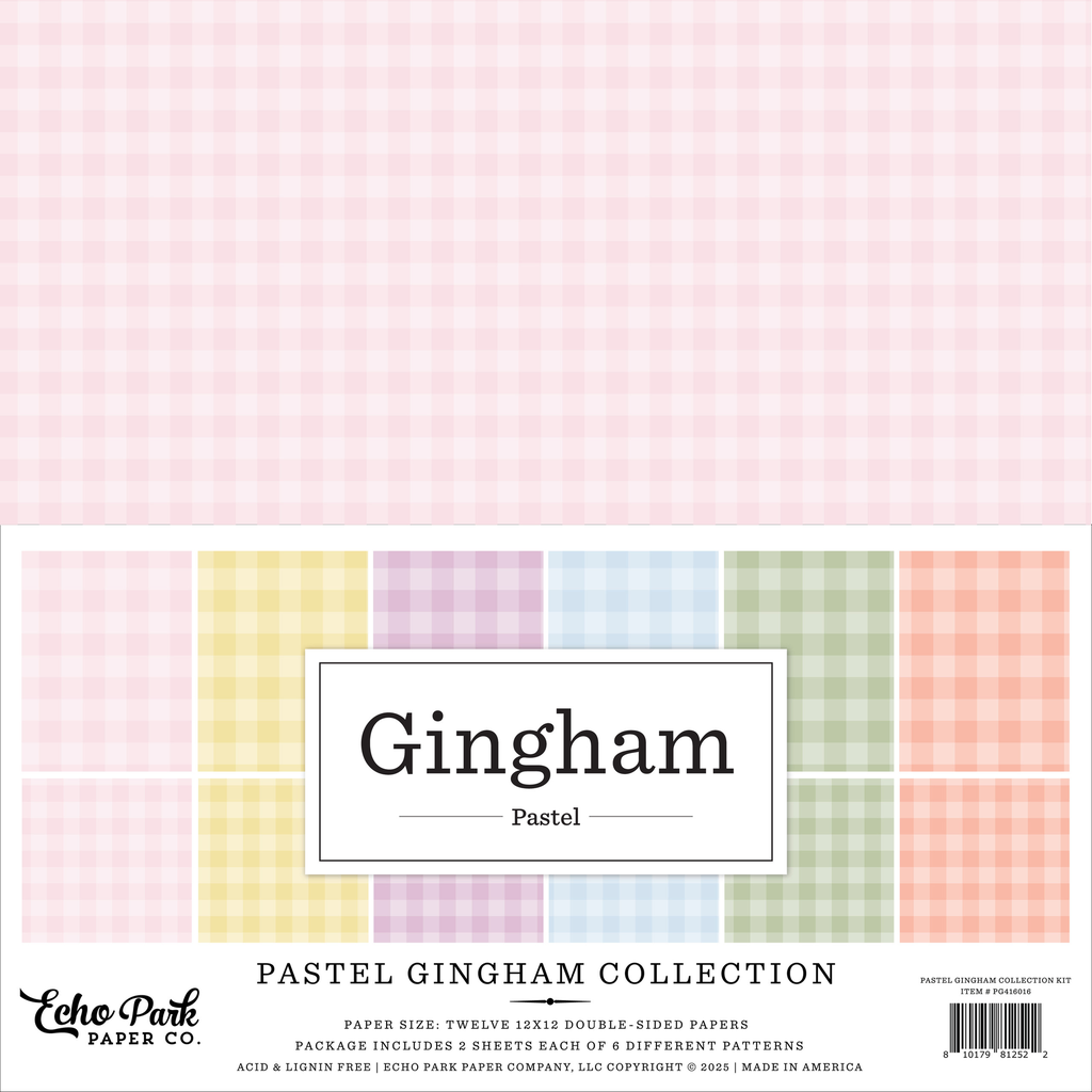 Pastel Gingham - Echo Park - Papeles de Colección Premium 12x12 Pulgadas