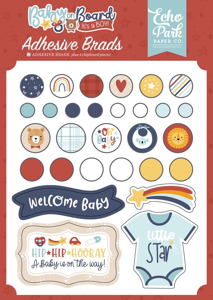 Baby On Board Boy - Echo Park - Brads Adesivos
