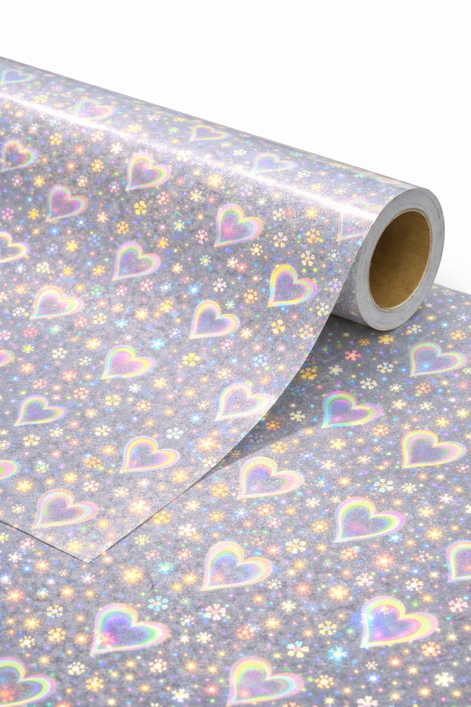 Laminante Adhesivo Holográfico Corazones