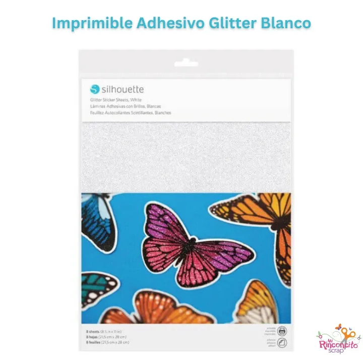 [MEDIA-GLTW-ADH] Imprimible Adhesivo Glitter Blanco