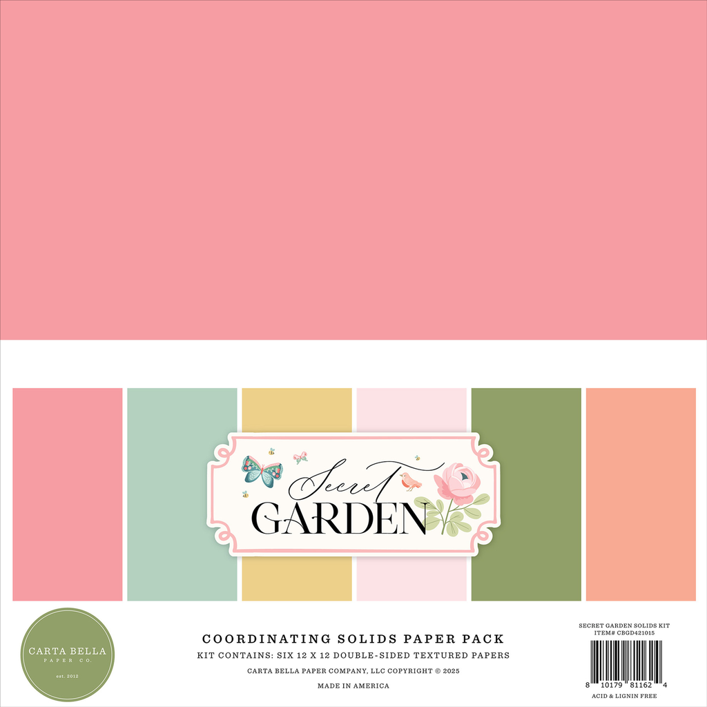 Secret Garden - Echo Park - Papeles Sólidos Premium 12x12 Pulgadas