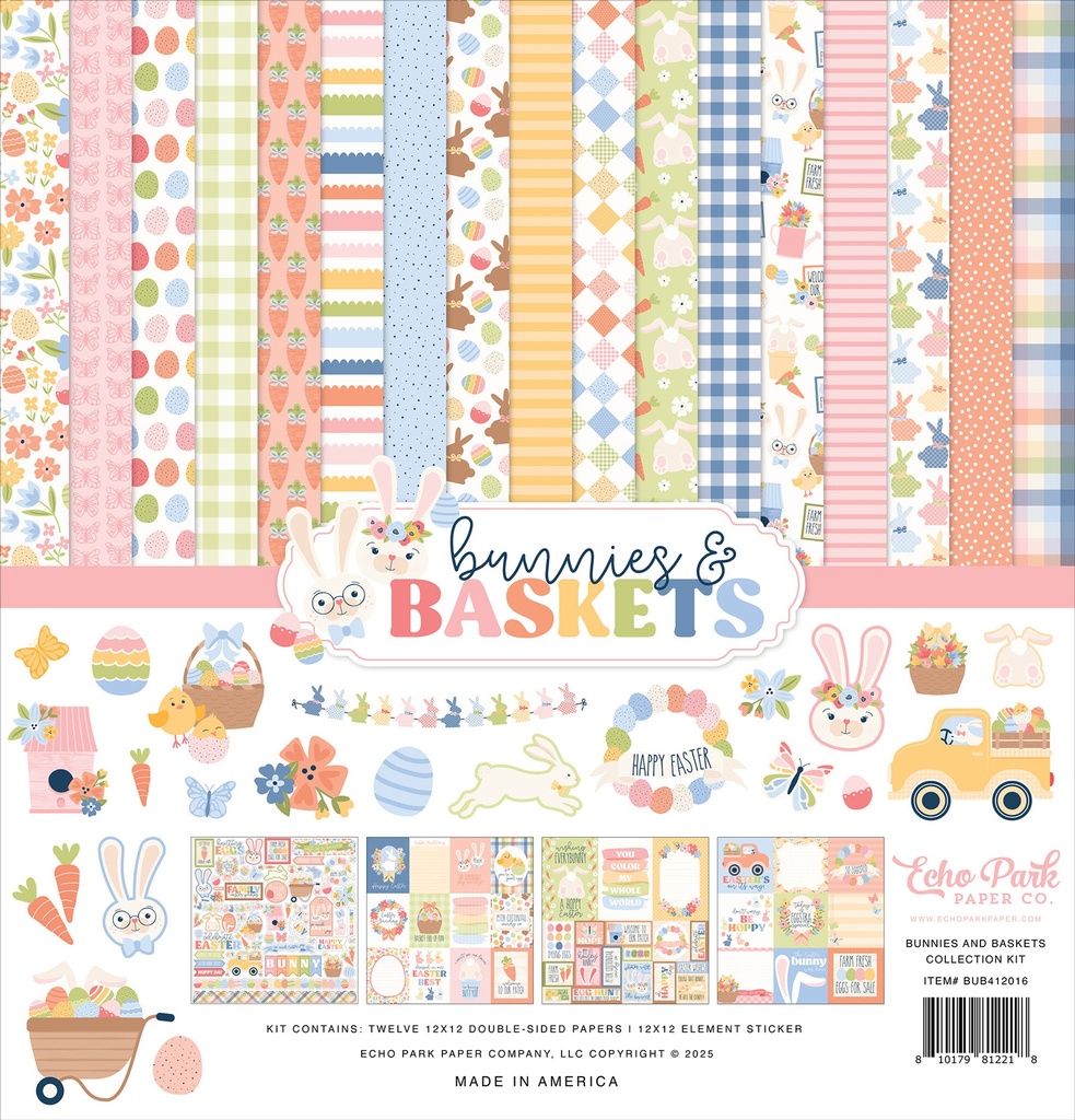 Bunnies and Baskets - Echo Park - Papeles de Colección Premium 12x12 Pulgadas