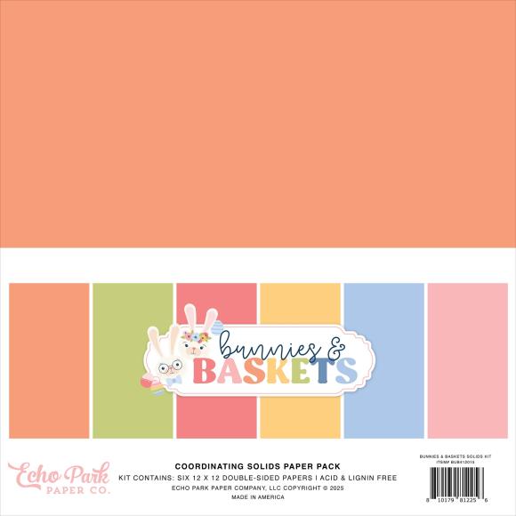 Bunnies And Baskets - Echo Park - Papeles Solidos Premium 12x12 Pulgadas