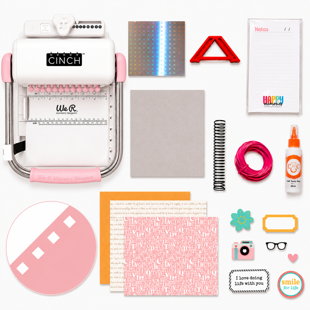 Encuadernadora Cinch Rosa - Kit de Temporada