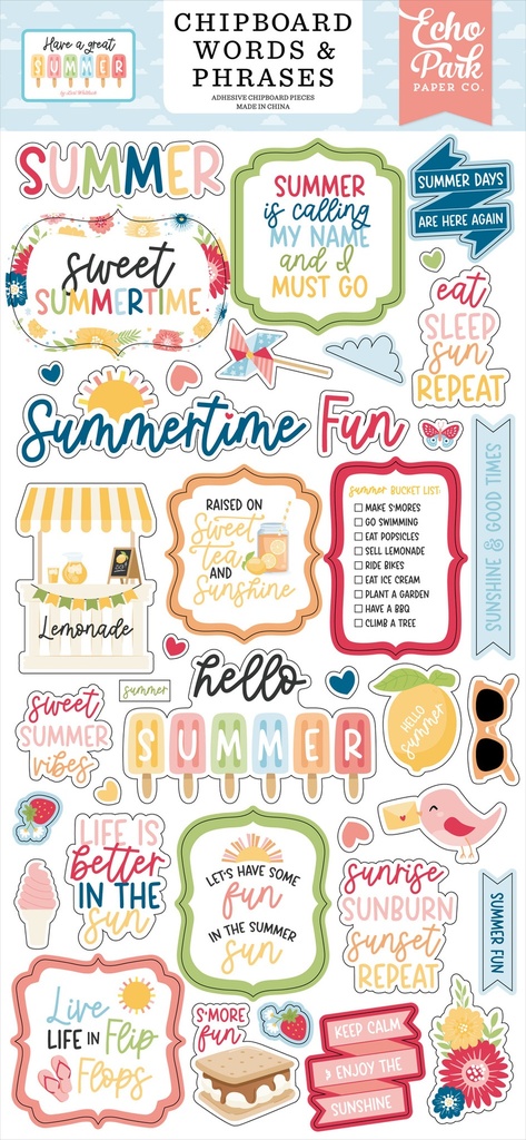 Have A Great Summer - Echo Park -Chipboard Word & Phrases