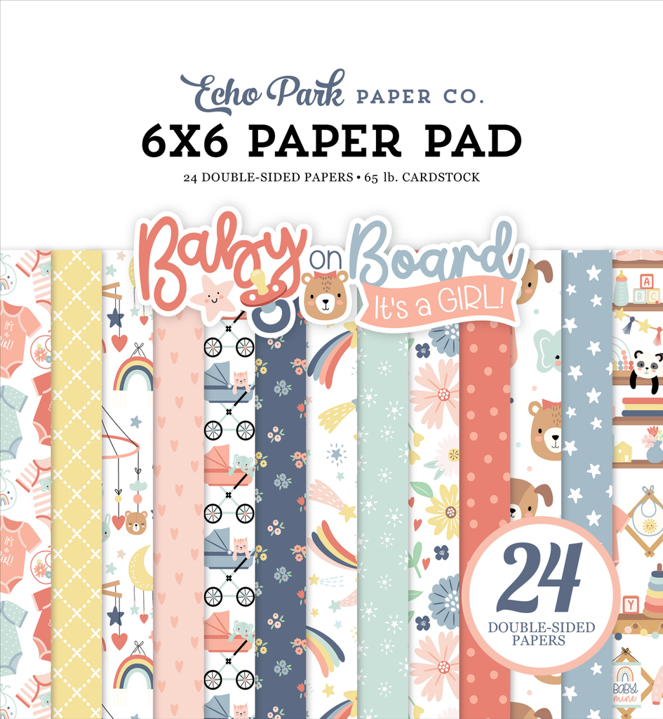 Baby On Board Girl - Echo Park - Papeles Premium 6x6 pulgadas