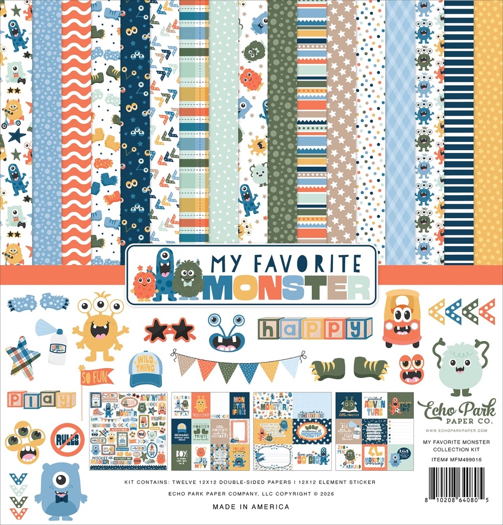 [MFM499016] My Favorite Monster - Echo Park - Papeles Premium de Coleccion 12x12in