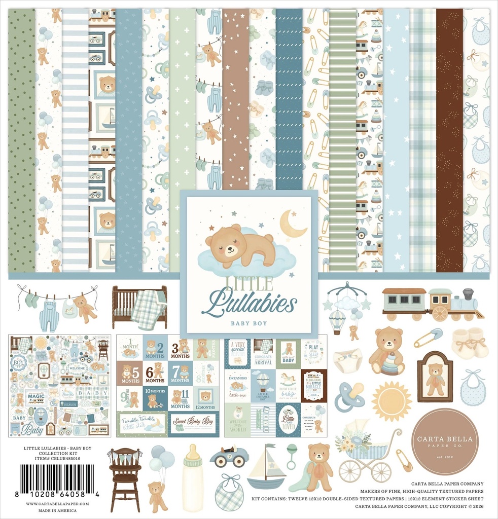 [CBLUB485016] Little Lullabie Baby Boy - Echo Park - Papeles Premium de Coleccion 12x12in