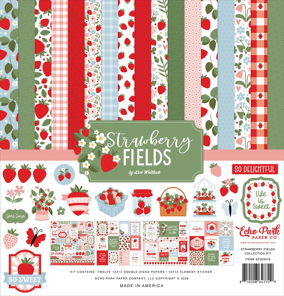 [SF503016] Campos de Fresas - Echo Park - Papeles de Colección Premium 12x12 Pulgadas
