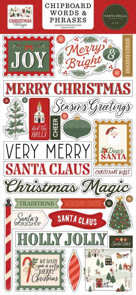 Christmas Village - Echo Park - Chipboard Word and Phrases