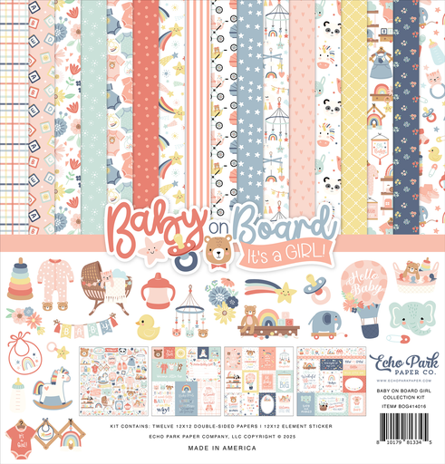 [BOG414016] Baby On Board Girl - Echo Park - Papeles de Colección Premium 12x12 Pulgadas