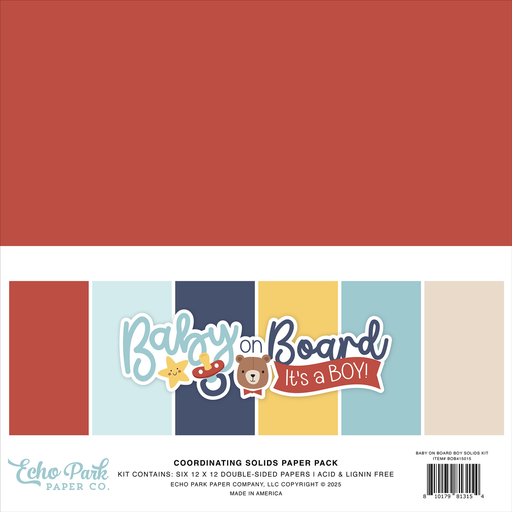 [BOB415015] Baby On Board Boy - Echo Park - Papeles Solidos Premium 12x12 Pulgadas