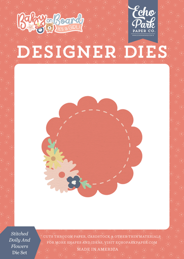 [BOG414042] Baby On Board Girl - Echo Park - Stitched Doily And Flowers Medium Die Set