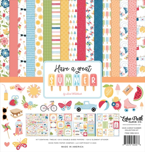 [HAGS424016] Have A Great Summer - Echo Park - Papeles Premium de Colección con Diseño 12x12in