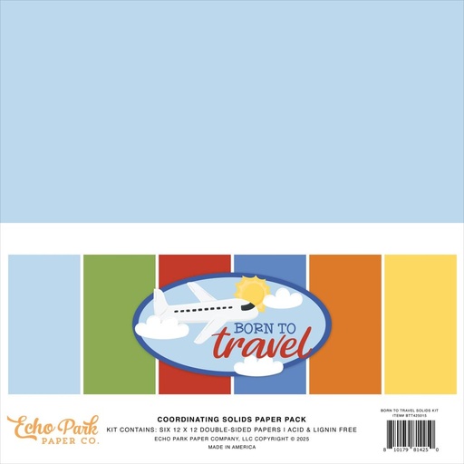 [BTT425015] Born To Travel - Echo Park - Papeles Premium Solidos 12x12 in