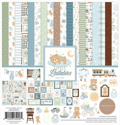 [CBLUB485016] Little Lullabie Baby Boy - Echo Park - Papeles Premium de Coleccion 12x12in