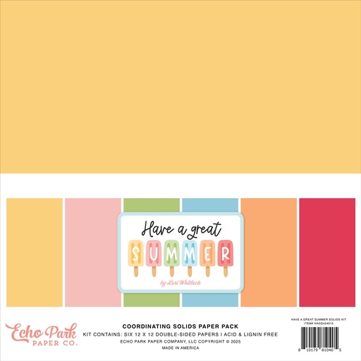 [HAGS424015] Have A Great Summer - Echo Park - Papeles Premium Solidos 12x12 Pulgadas