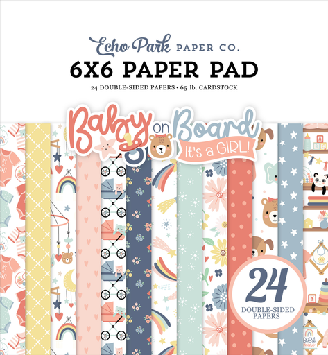 [BOG414023] Baby On Board Girl - Echo Park - Papeles Premium 6x6 pulgadas