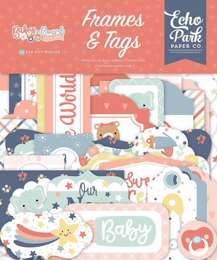 [BOG414025] Baby On Board Girl - Echo Park - Efémeras Frames & Tags