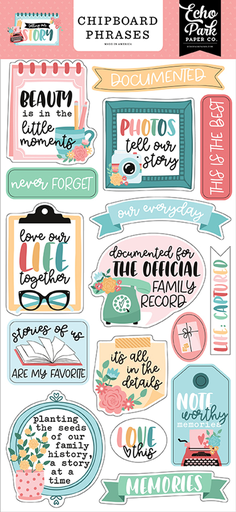 [TOS360022] Telling Our Story - Echo Park - Chipboard Phrases
