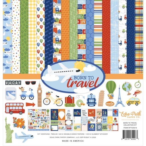 [BTT425016] Born to Travel - Echo Park - Papeles Premium de Colección 12x12in